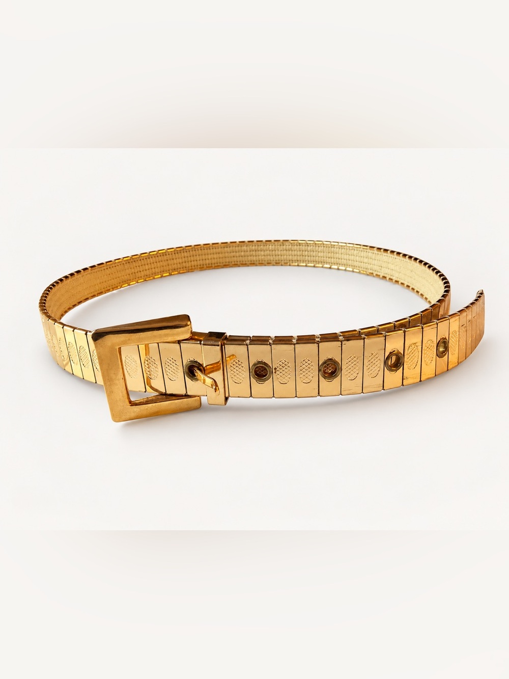 Vintage Century Canada Gold Tone Metal Belt 34” Fixed Waist